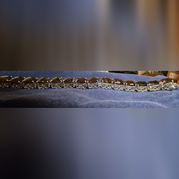 Affinity Gems Cushion Cut Gemstone Bold Tennis Bracelet Sterling Smokey Quartz - Picture 4 of 5